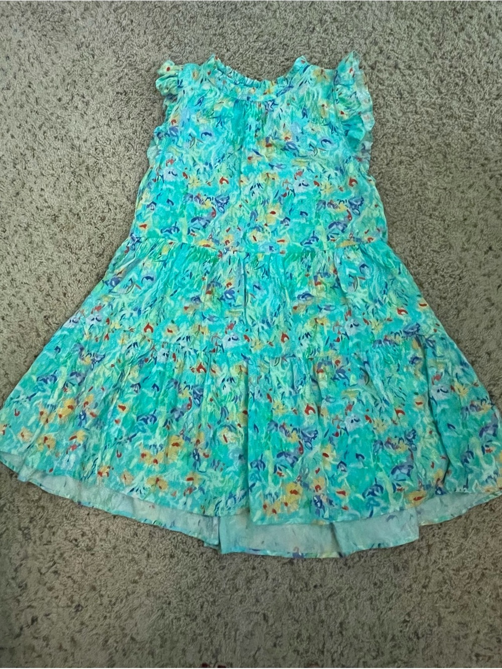 Aqua Floral Tiered Dress